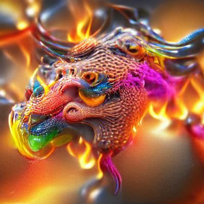 colorful dragon with fuming nostrils