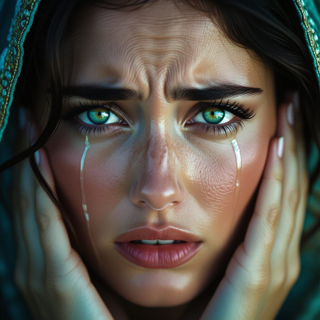 Emotional Portrait of a Crying Woman