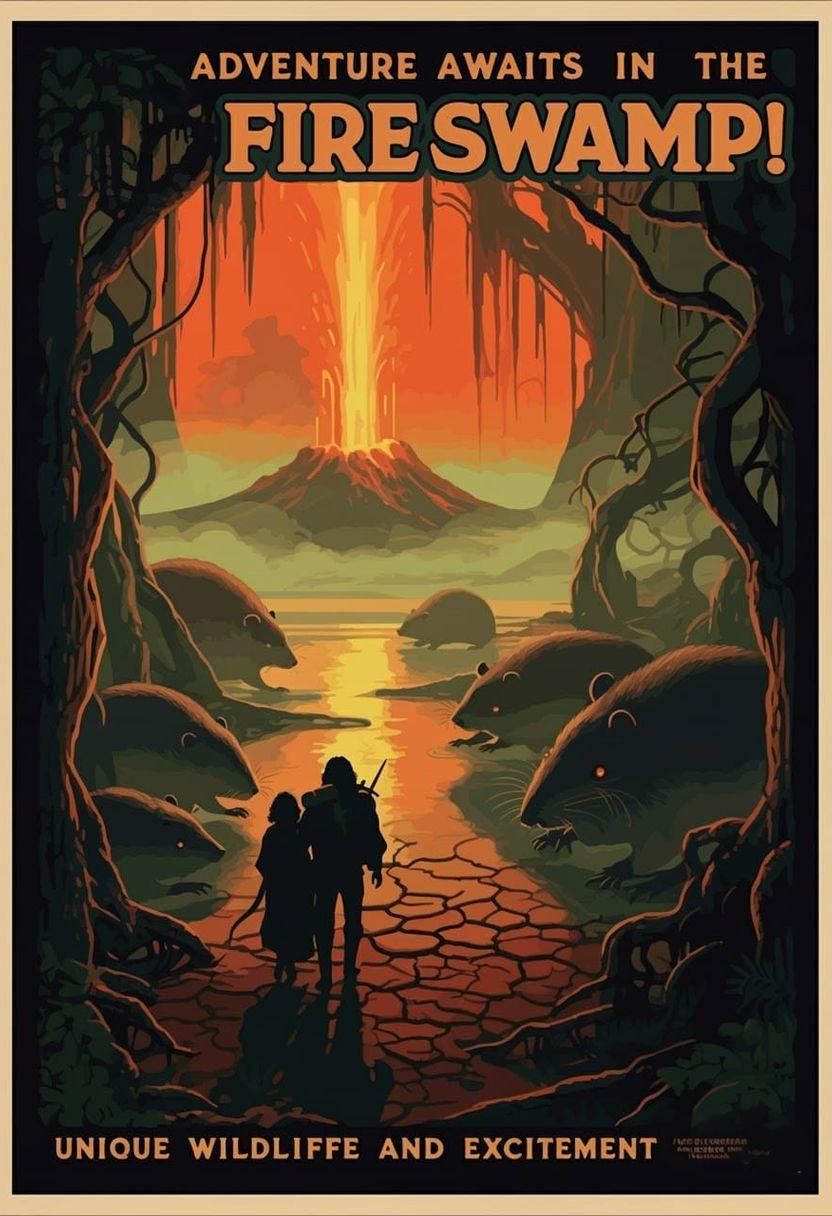 Fire Swamp Travel Poster from Princess Bride   by @Chief_Runs-with-scissors