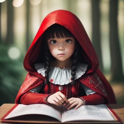 Red riding hood doing home work from maths