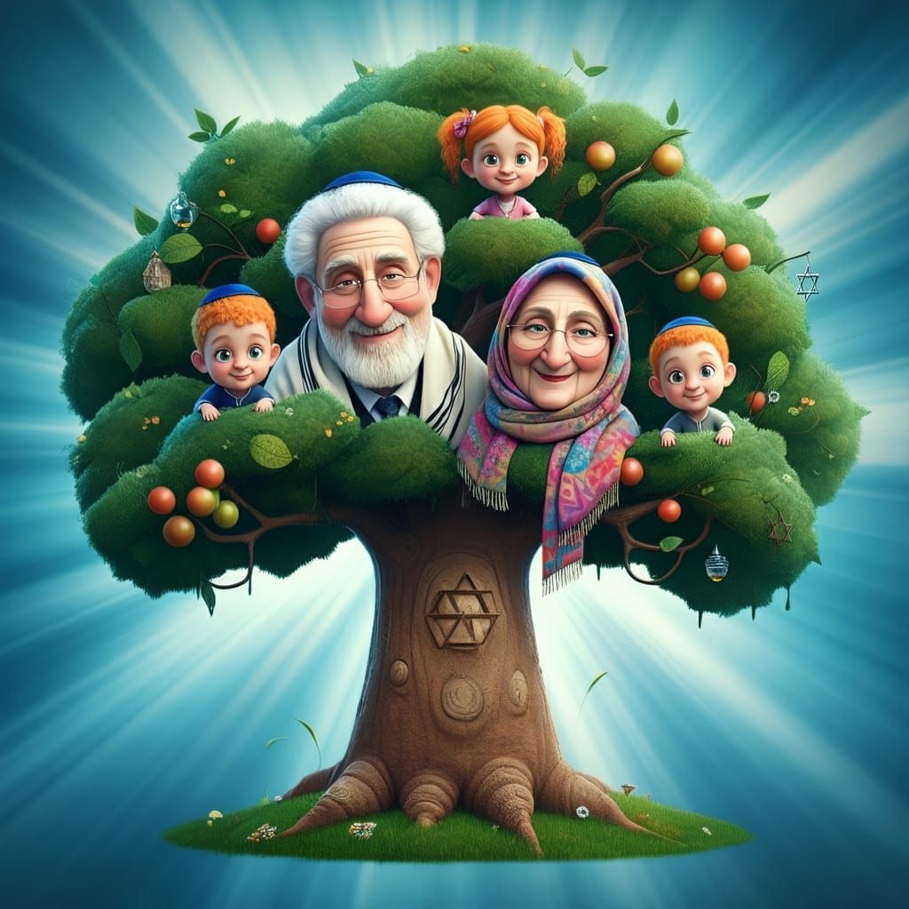 Vibrant Family Tree in Whimsical 3D Digital Art