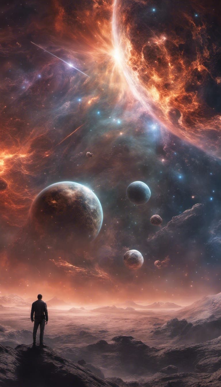 Man in a space horror fantasy setting  by @Mechakamiguru