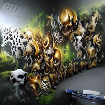 Wall made of skulls Unreal Engine deviantart airbrush art ai...