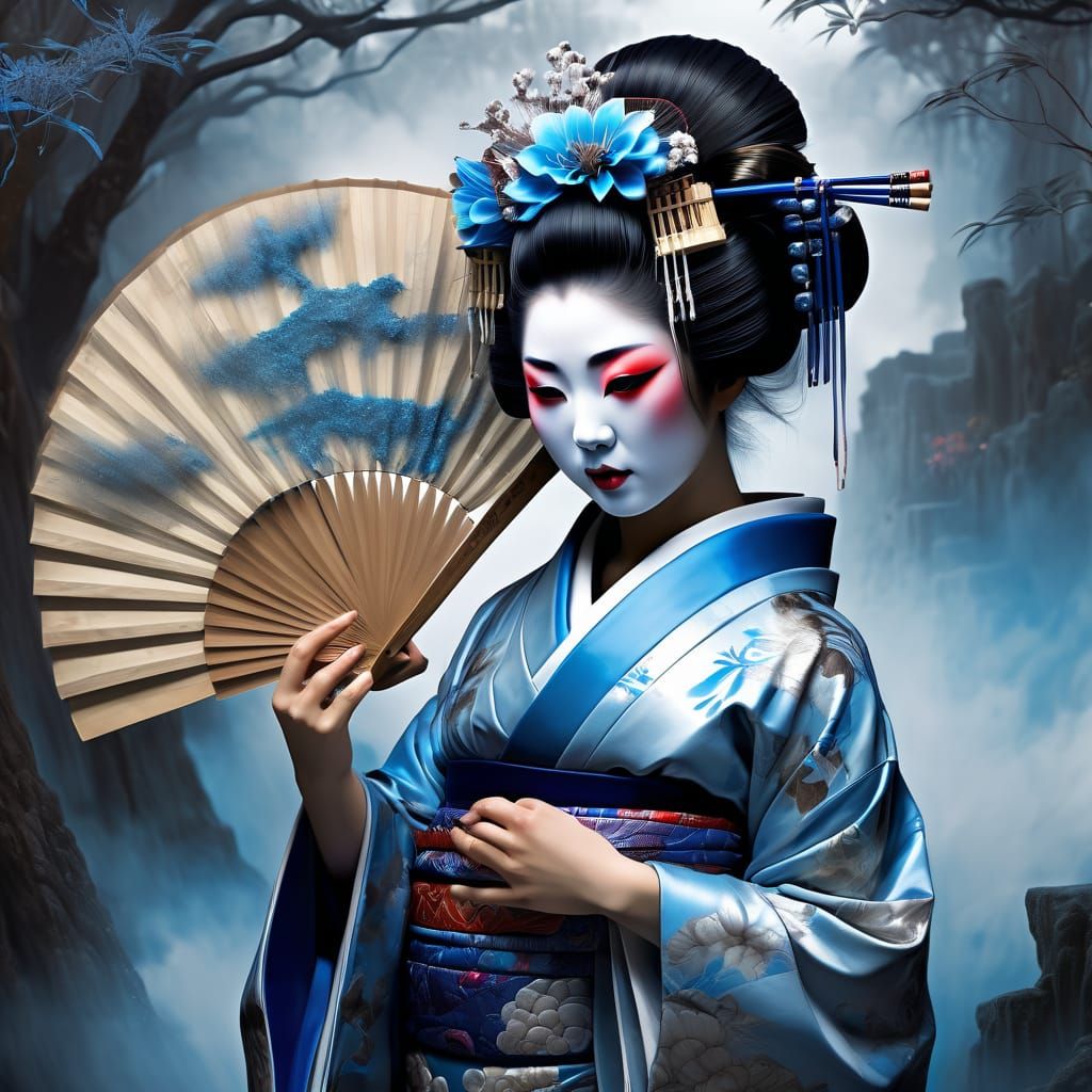 Beautiful geisha wearing a traditional dress