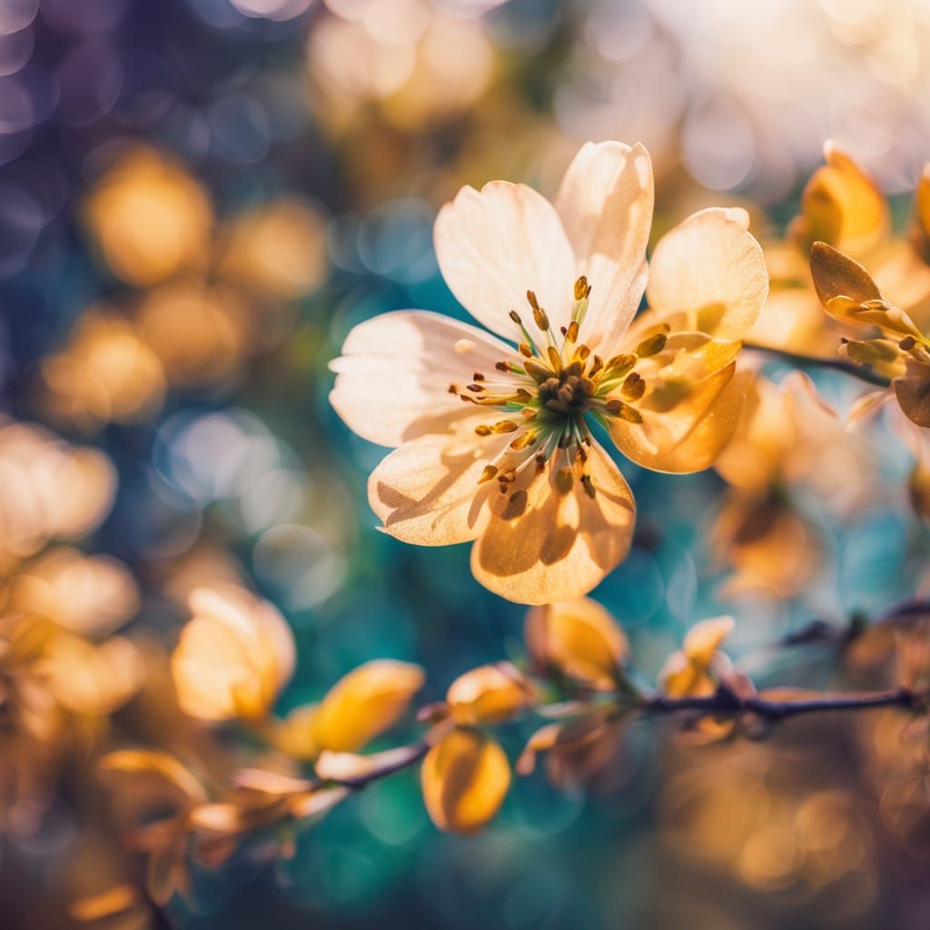 Vibrant Double Exposure: Overlapping Flowers and Trees