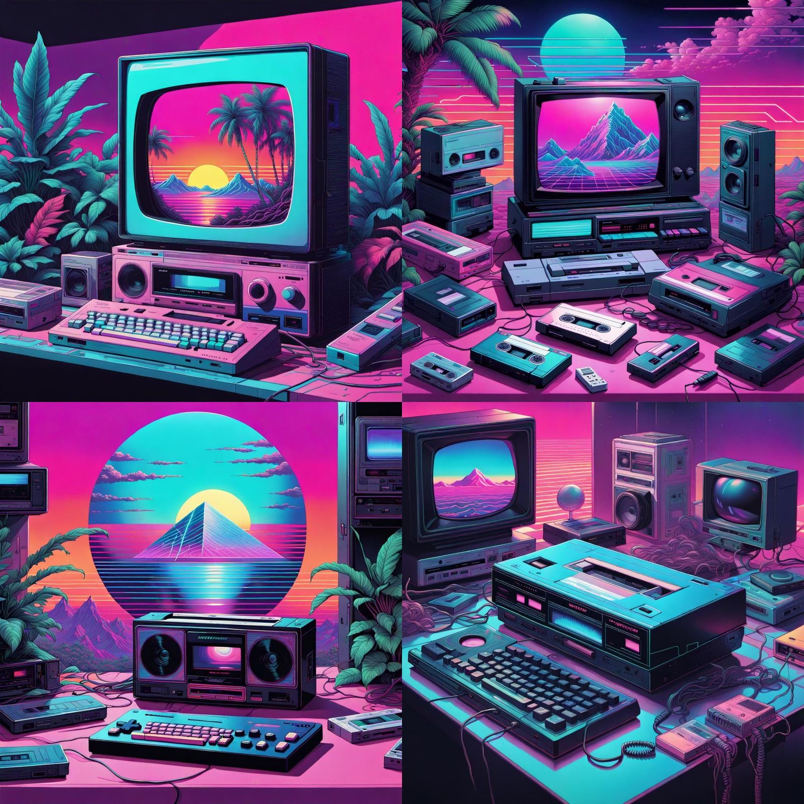 Detailed, complex illustration of Vaporwave Aesthetic art style of the ...