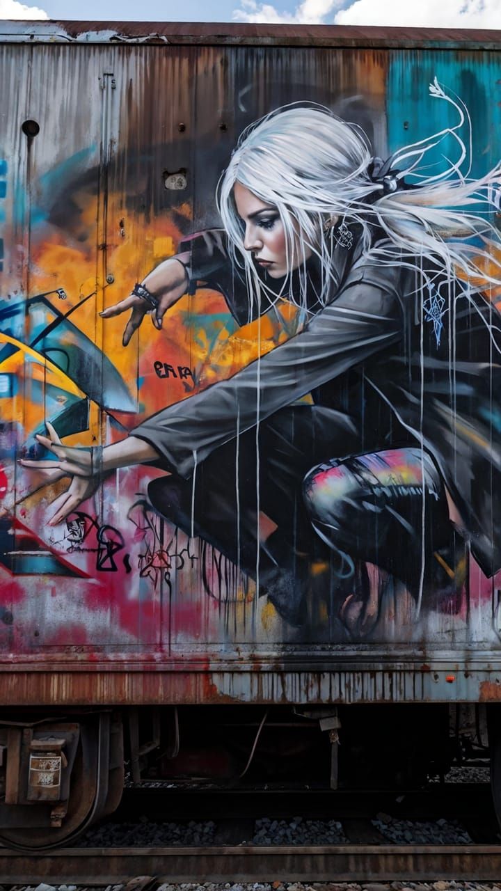 Silver haired witch graffiti