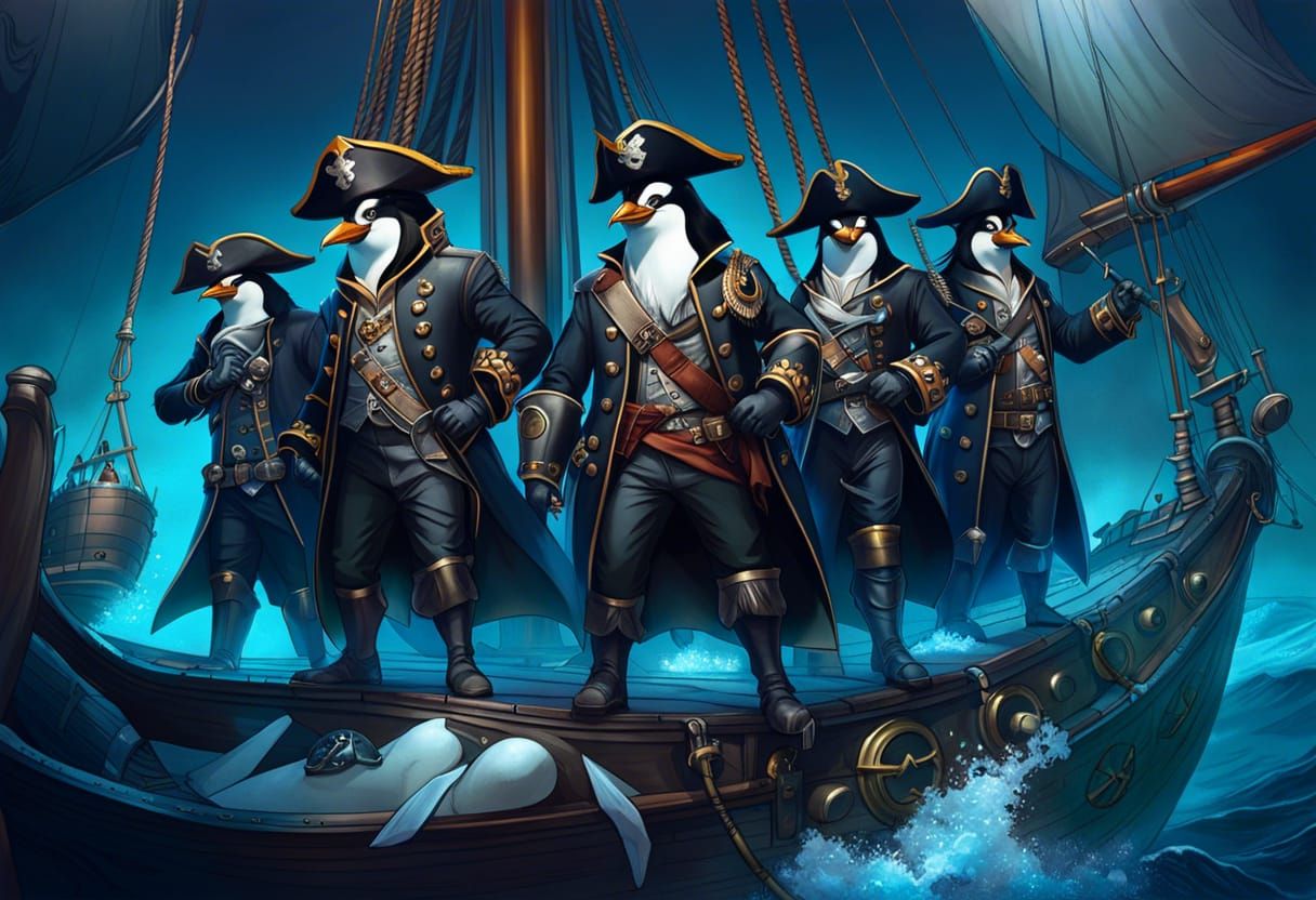 a group of  pirate penguin   by @Taty