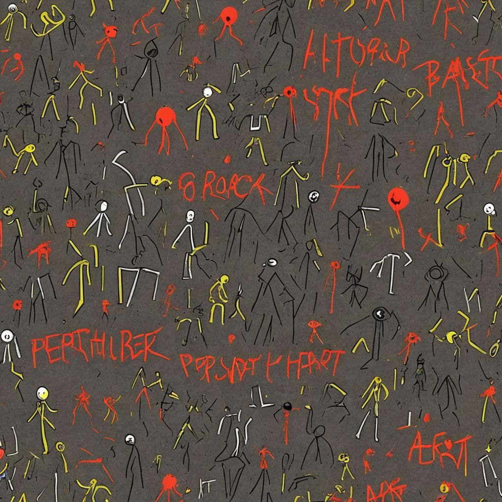 1990s grudge rock album cover of stick figures with the words