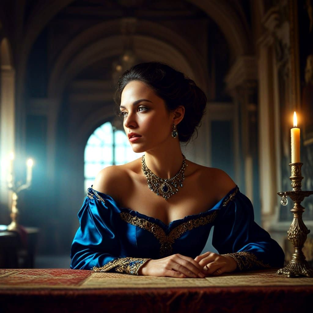 Enigmatic Lady in Extravagant Attire