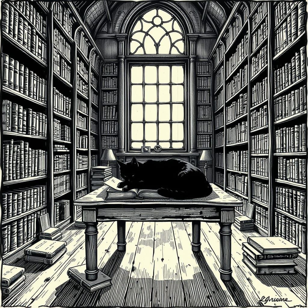 Vintage Library Illustration  by @GingerBredMan1989