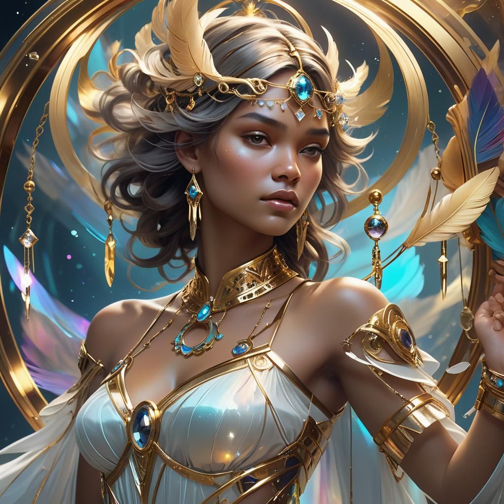 Golden Libra: Cosmic Justice in Art Nouveau Style