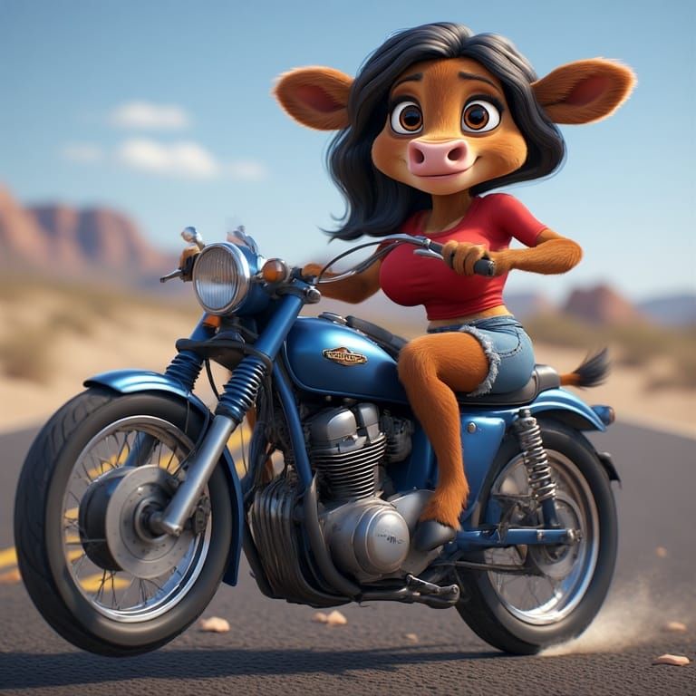 Cute Minotaur Motorcyclist