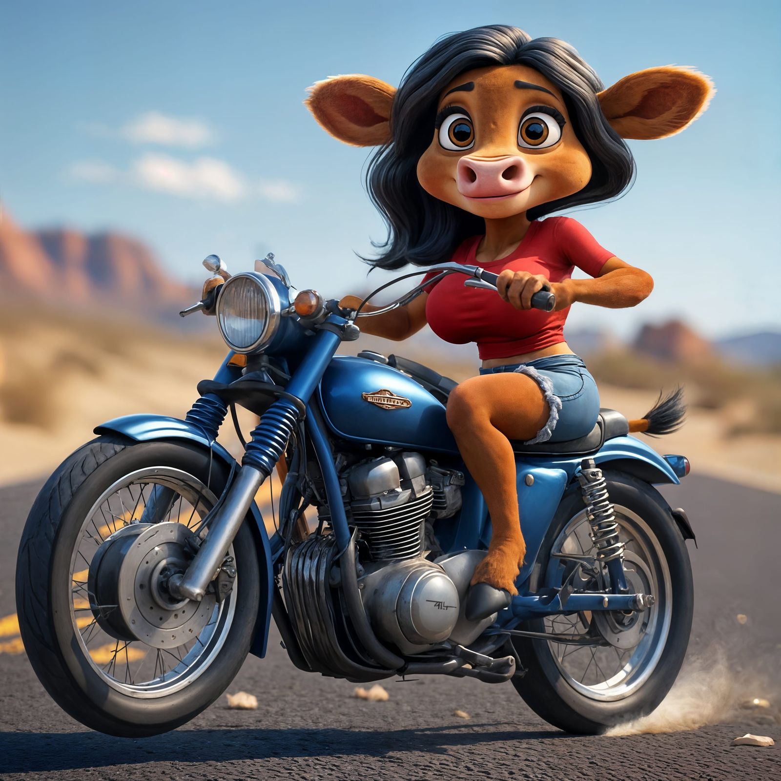 Cute Minotaur Motorcyclist