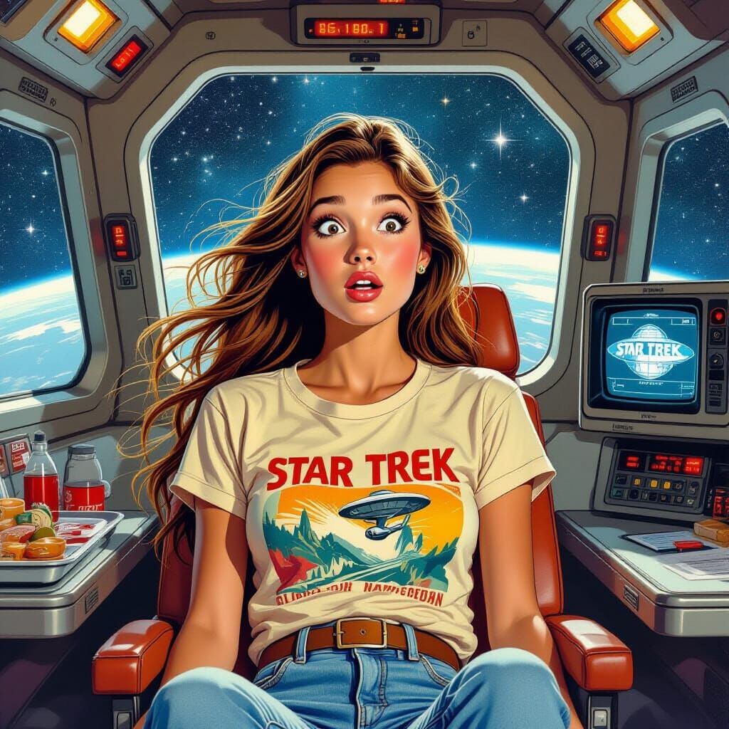 A medium-tan skinned girl with a comically surprised face, long flowing hair, sitting in a crumpled up ...  by @Skye_flibbertigibbet