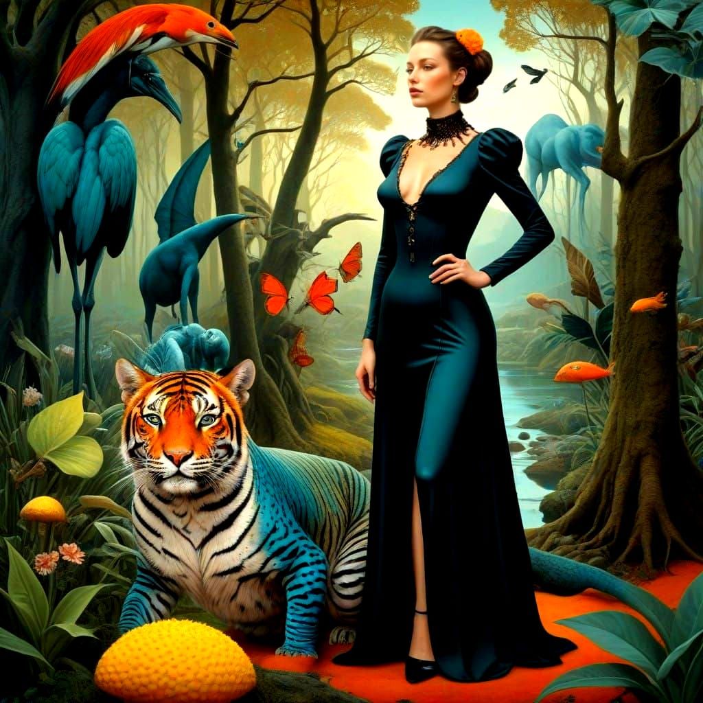 Surrealist Lady in Vibrant Dreamscape