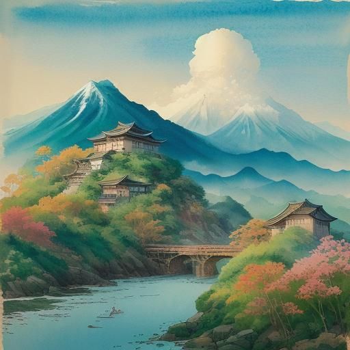 Spring Plowing: Ink Painting in Gouache Style