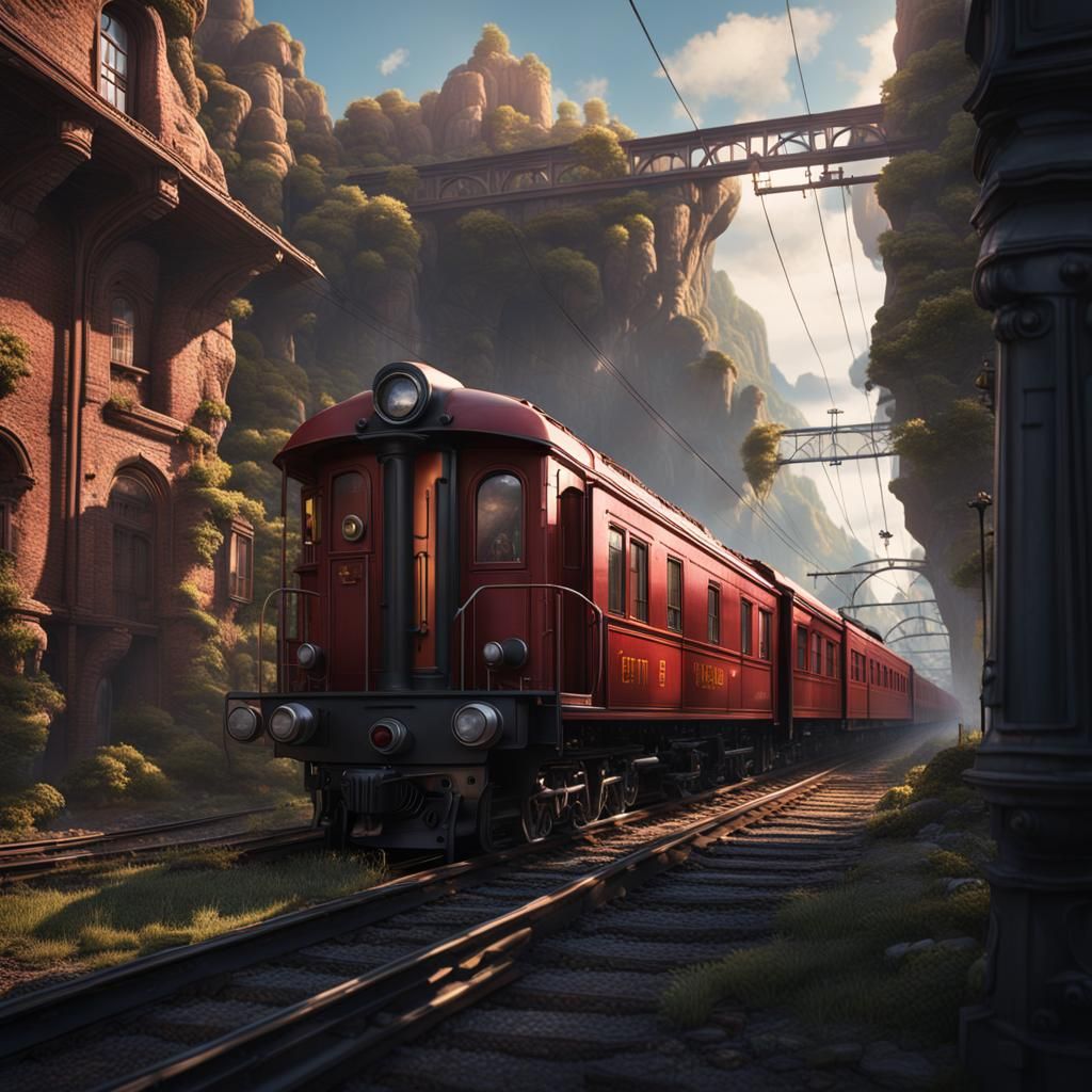Red-Haired Child on a Train: Matte Painting