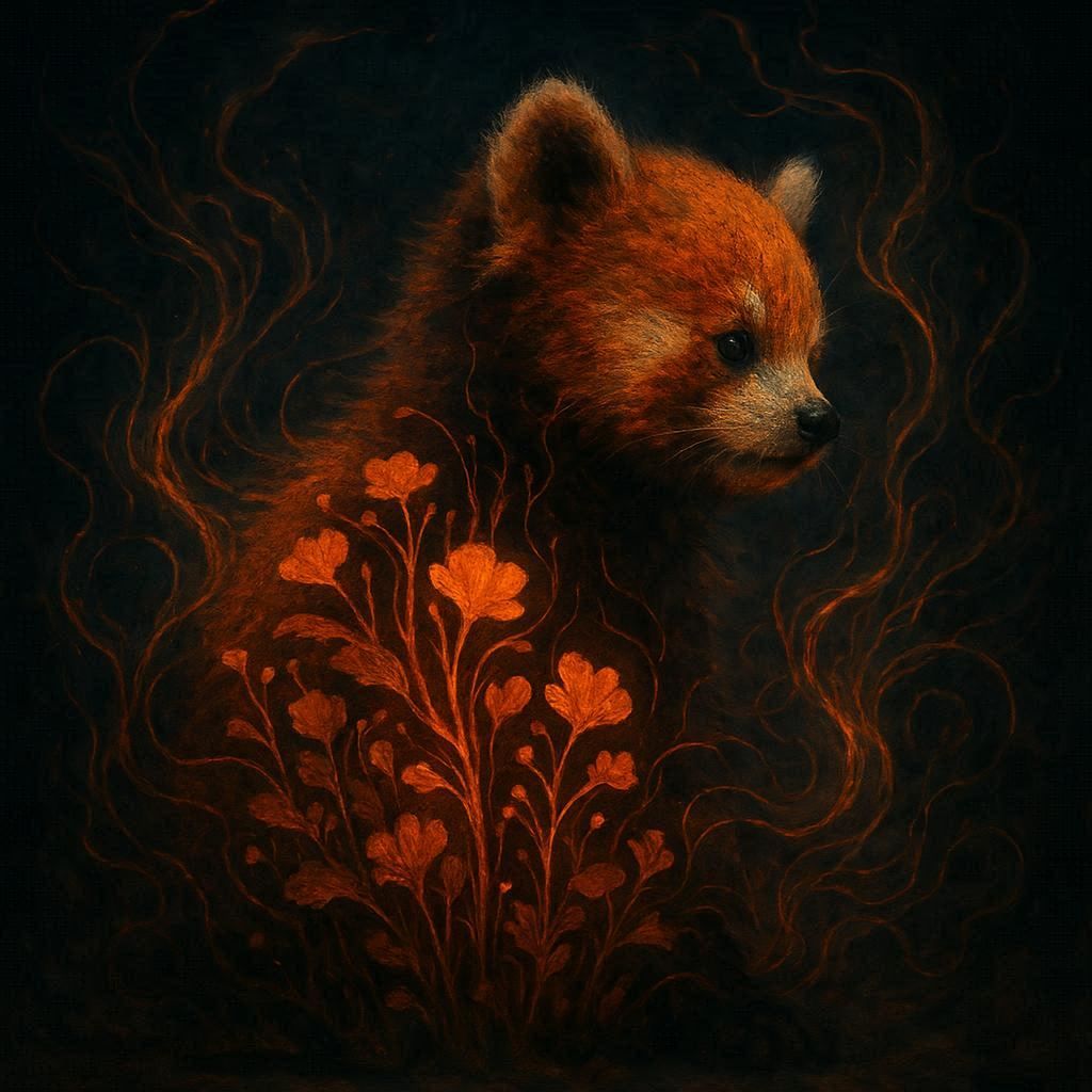 Red panda double exposure