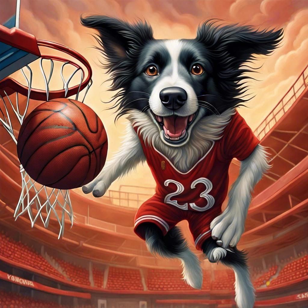 MJ the Slam Dunk’in Dog   by @MidnightArtCafe