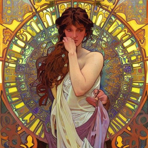 Beauty of Annihilation in the style of ALPHONSE MUCHA
