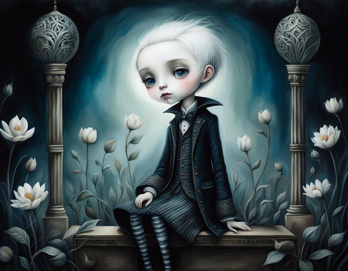 A dark and moody watercolor painting