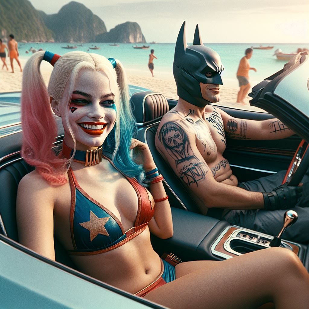 Batman and Harley, on holidays