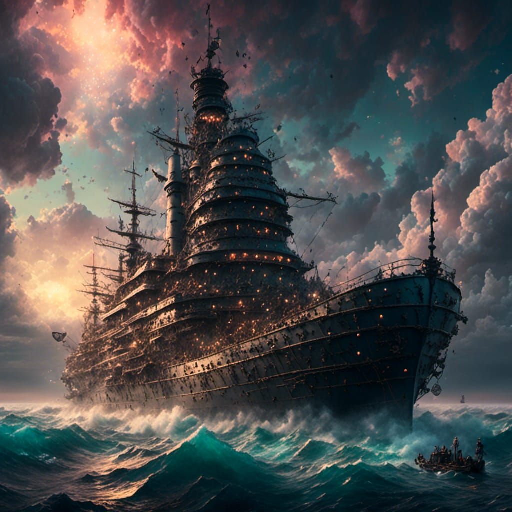 <lora:Project MindscapeMix:1.0>, huge modern warship at sea, detailed painting by Tyler Edlin and Kim Keever and Gilbert Williams and Makoto...