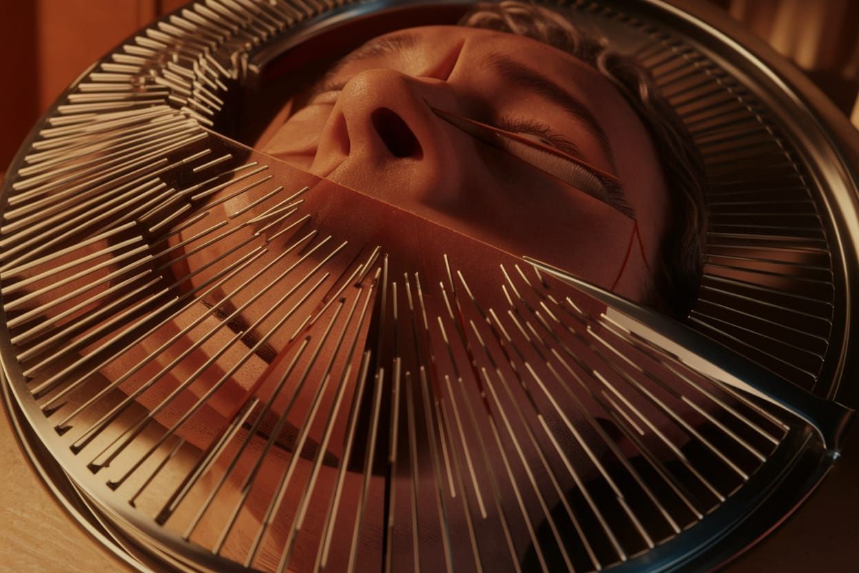 prehistoric monkey face in a shattered piece of amber