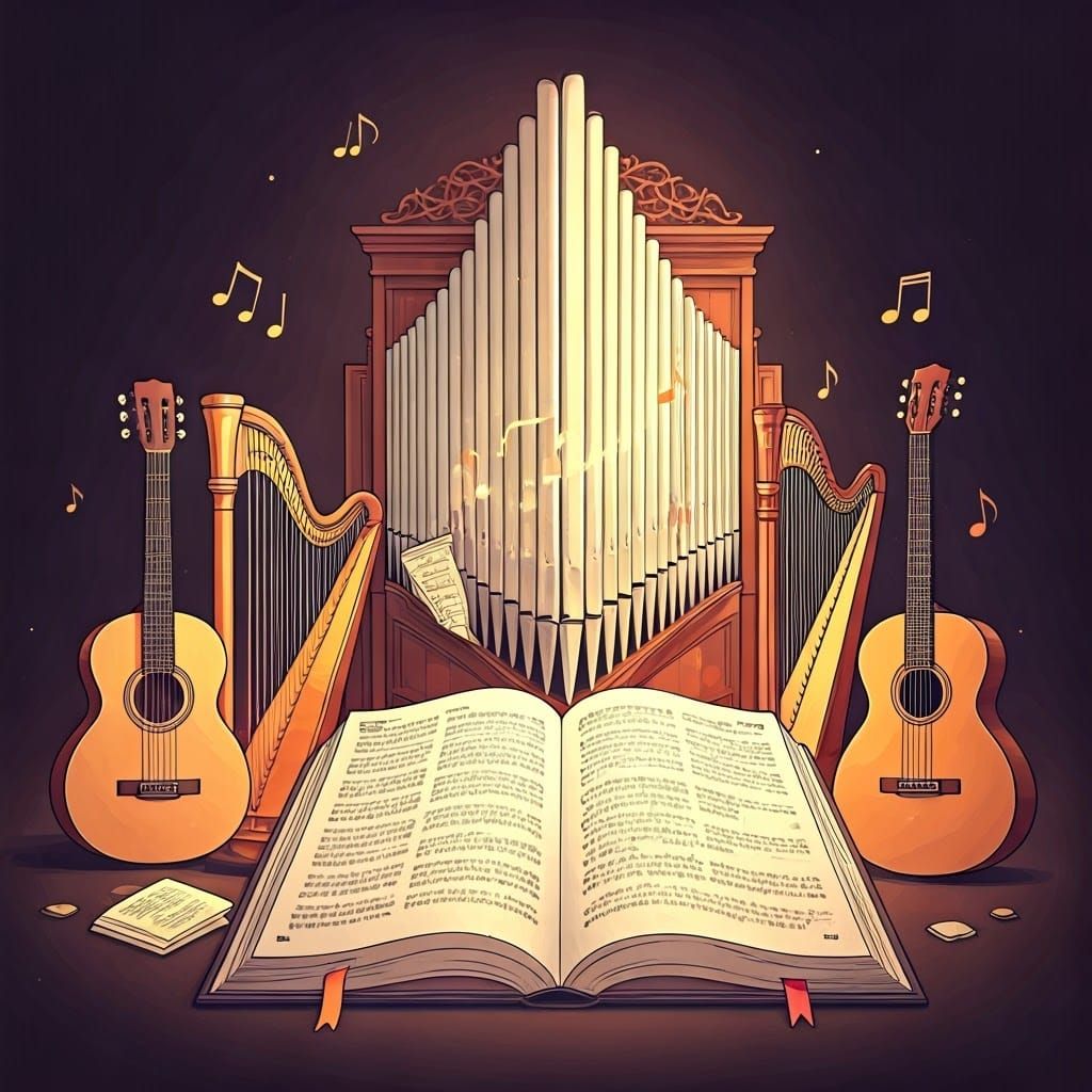 Psalms Book with Organ Harp Guitar and Gentle Sheet Music No...