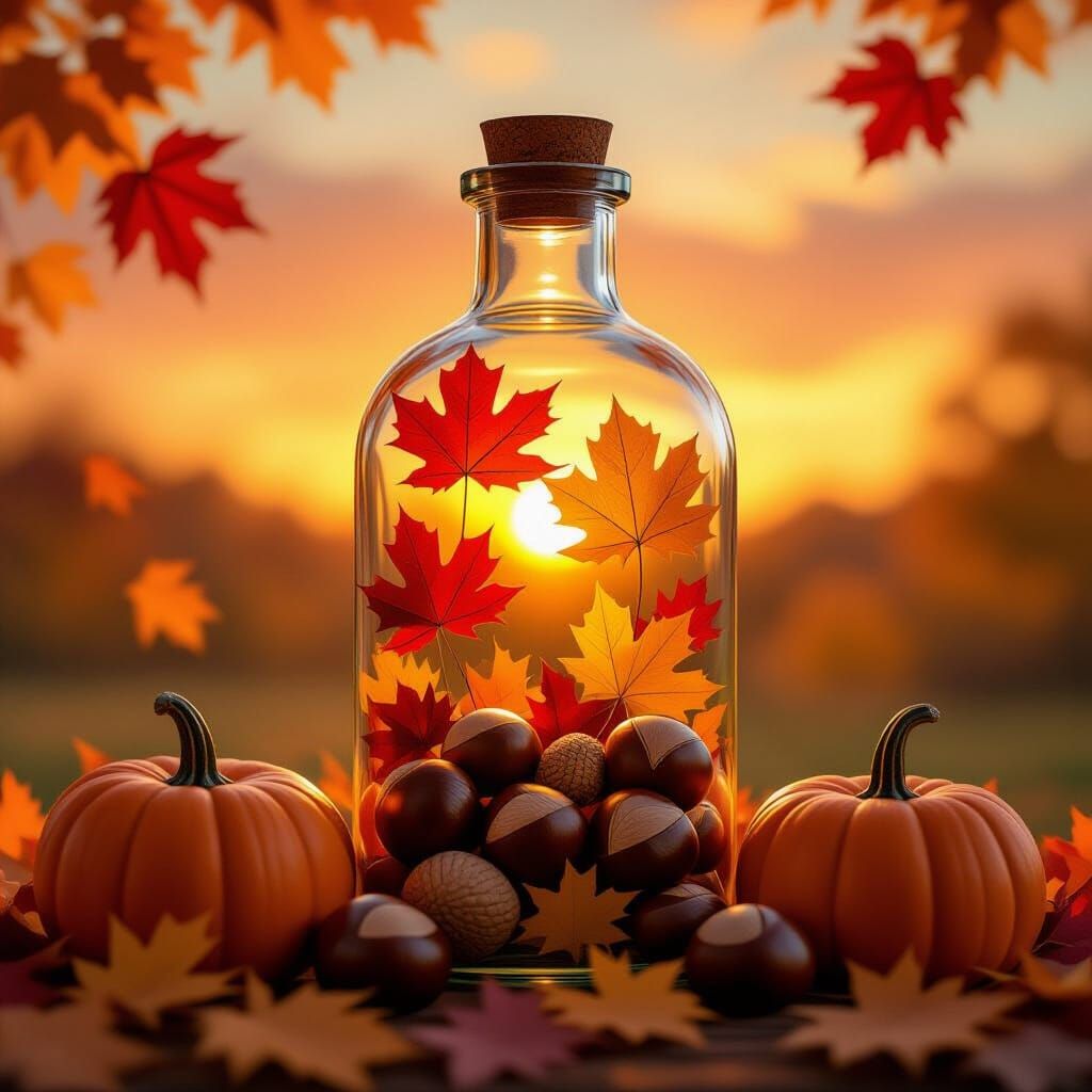 Autumn Beauty Captured in Glass Bottle