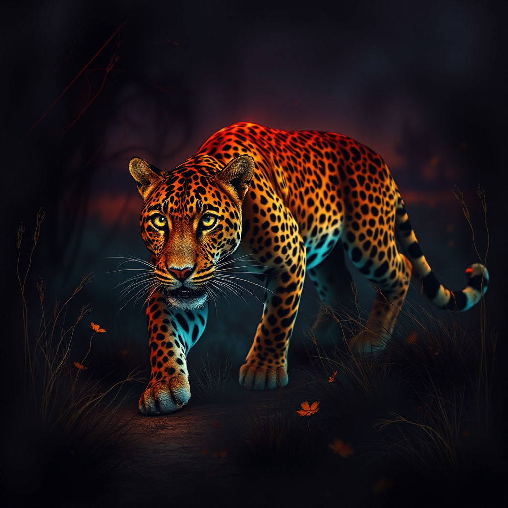 A majestic Leopard prowling through the Australian outback a...