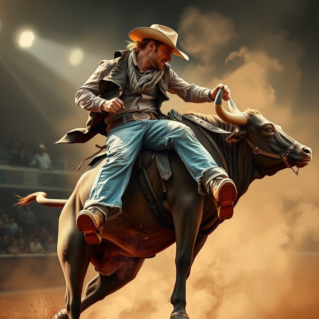 rodeo bull rider being thrown