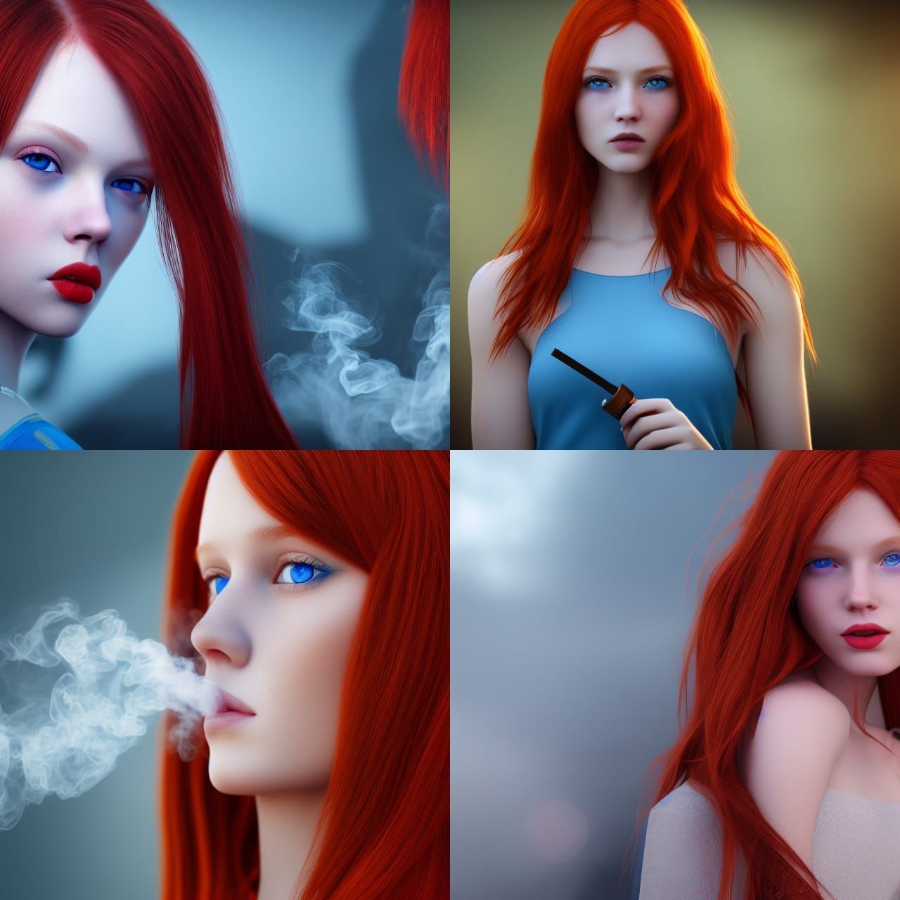 Blue Eyed Redhead Girl Smoking Rnightcafe 4654