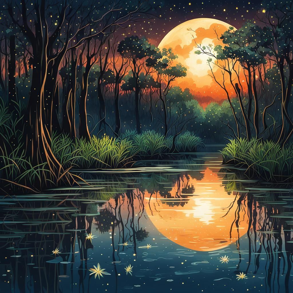 The Mangroves at Night  by @MilesofReptiles