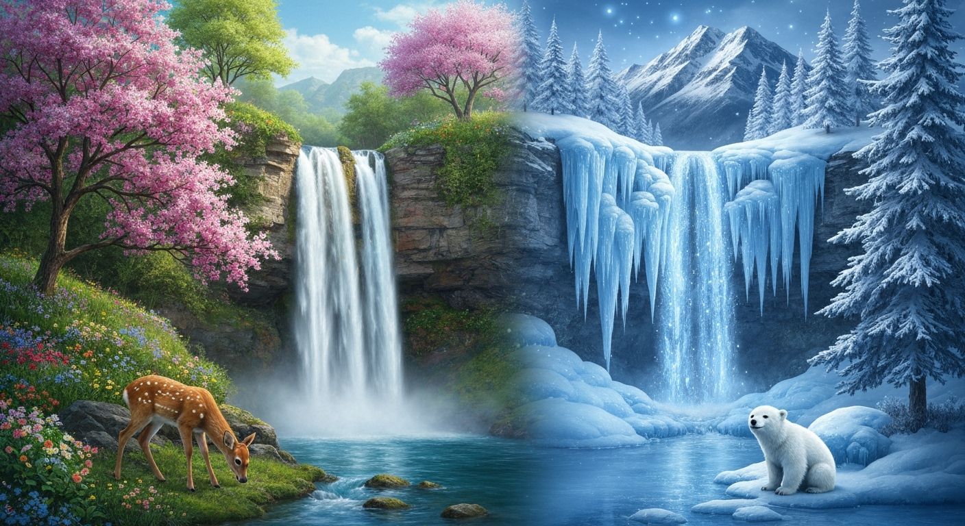 Split image: Spring and Winter  by @Neverland