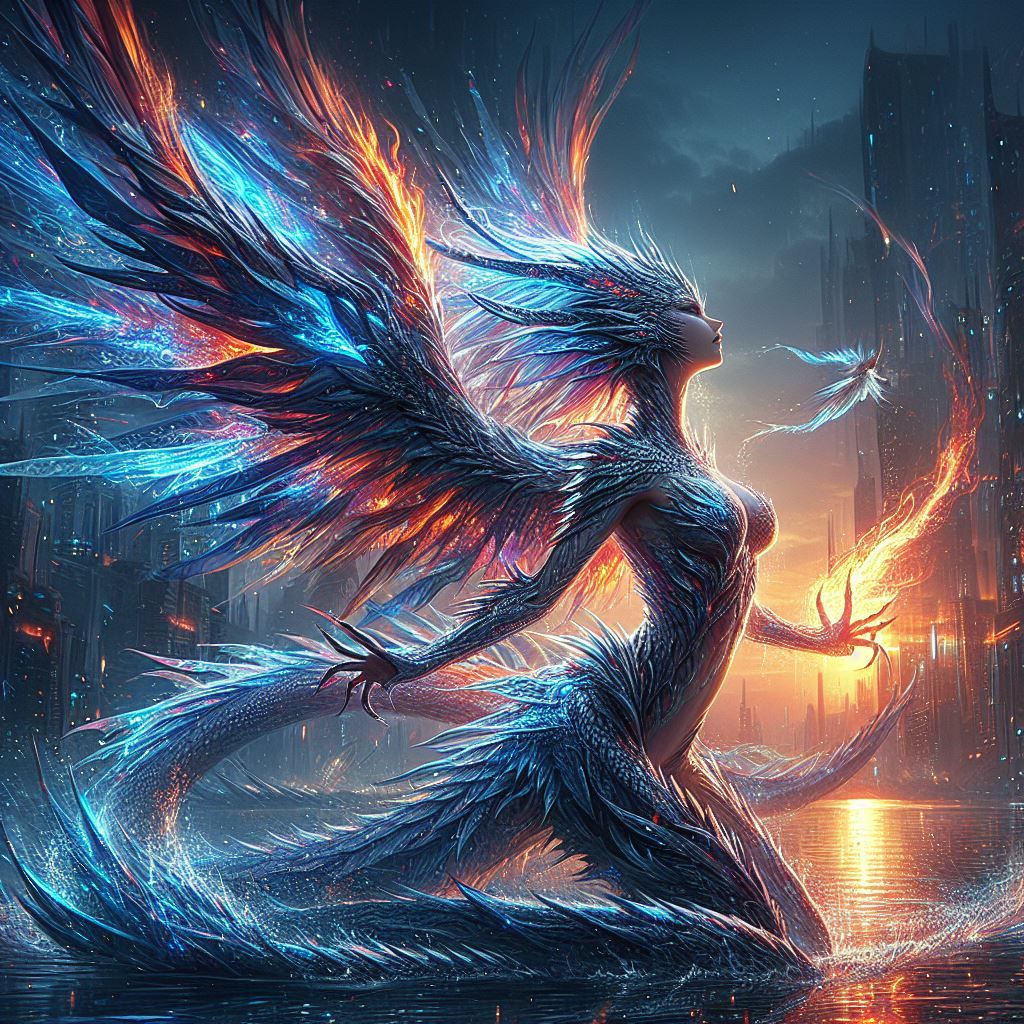 Blue blazing feather girl 1