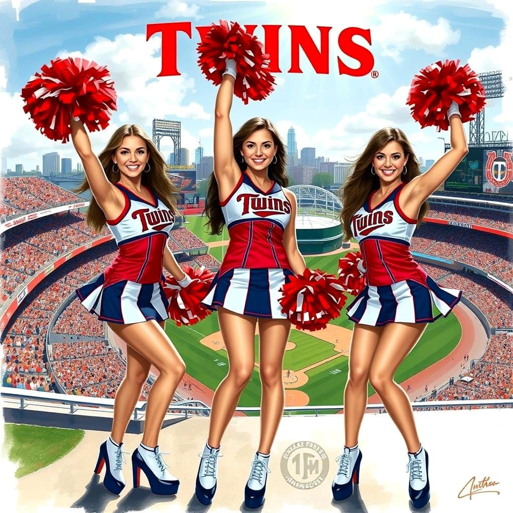 Minnesota twins cheerleaders entertaining a baseball crowd i...