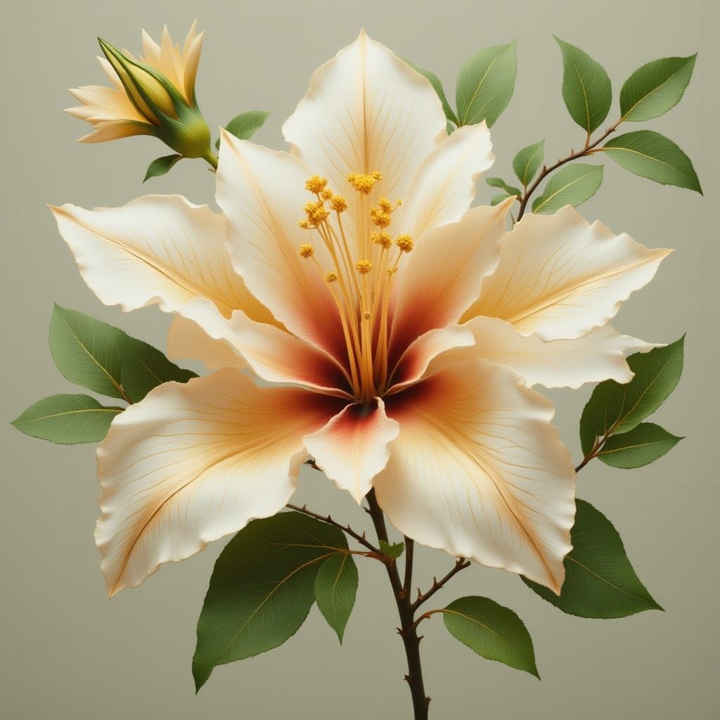 Elegant Flower With Leaves on Stem