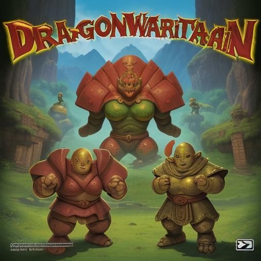 dragon warrior iv box cover art style golem and warrior