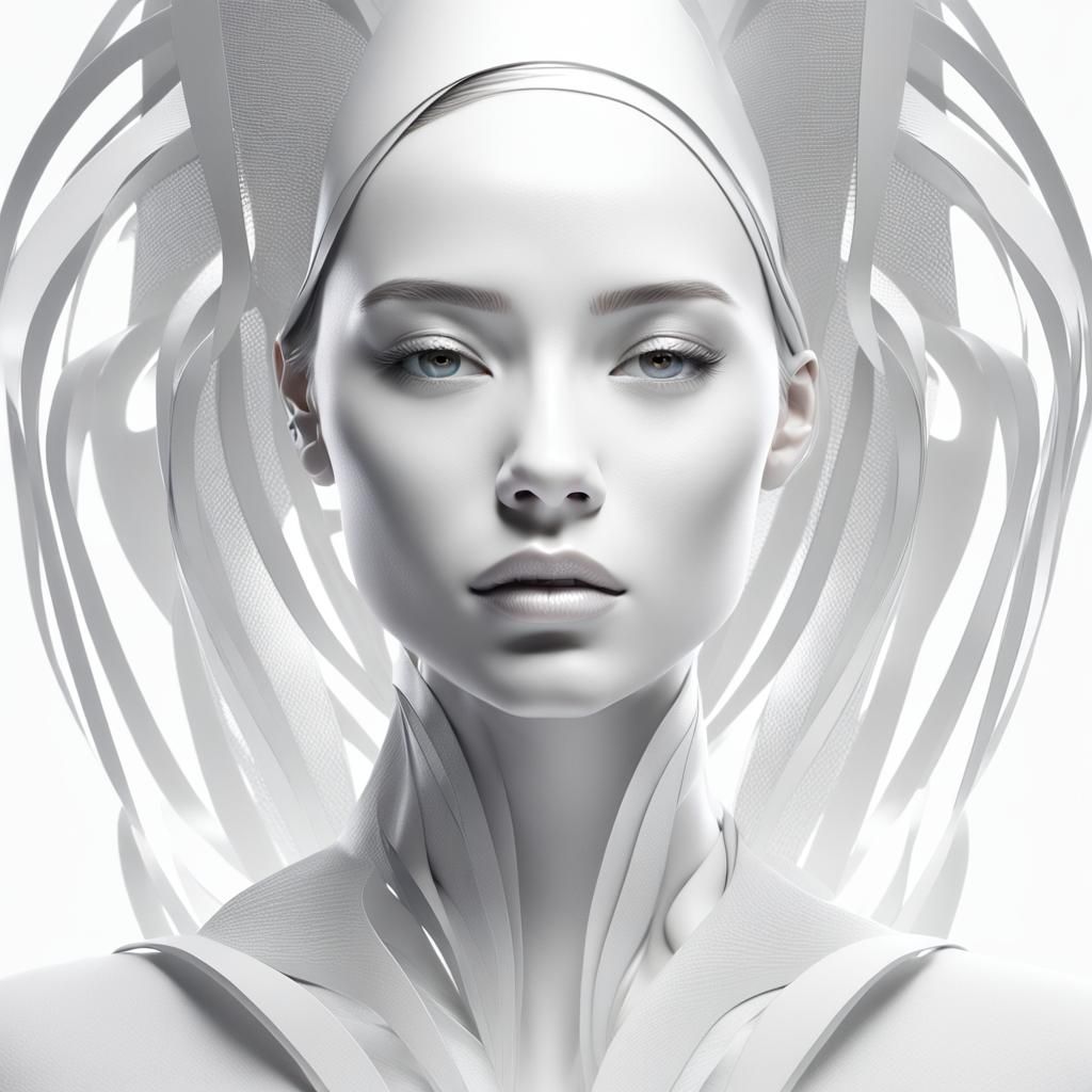 A stunning minimalist 3D CG of a woman's face, with elegant ...