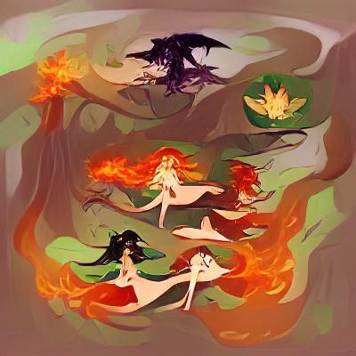 a coven of fire,earth,water,air, and forest witches beautifu...