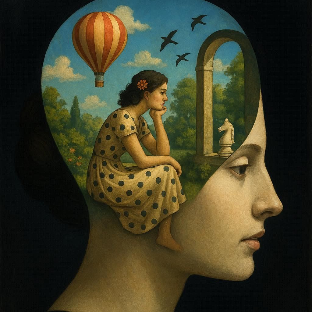 What’s she staring at? Everything is in here.