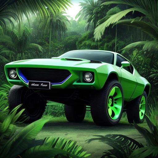 Futuristic Car in a jungle
