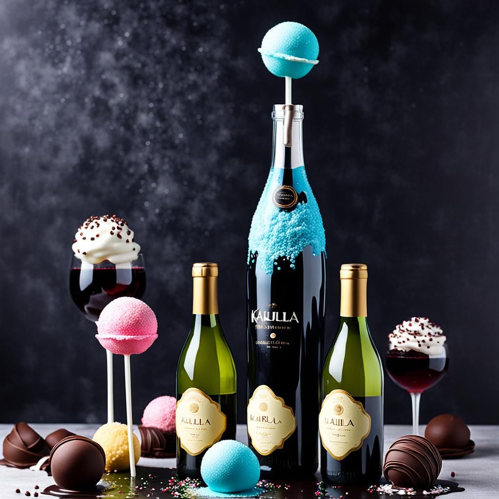 liquid popping bobba cake pops kahula bottle wine bottle

