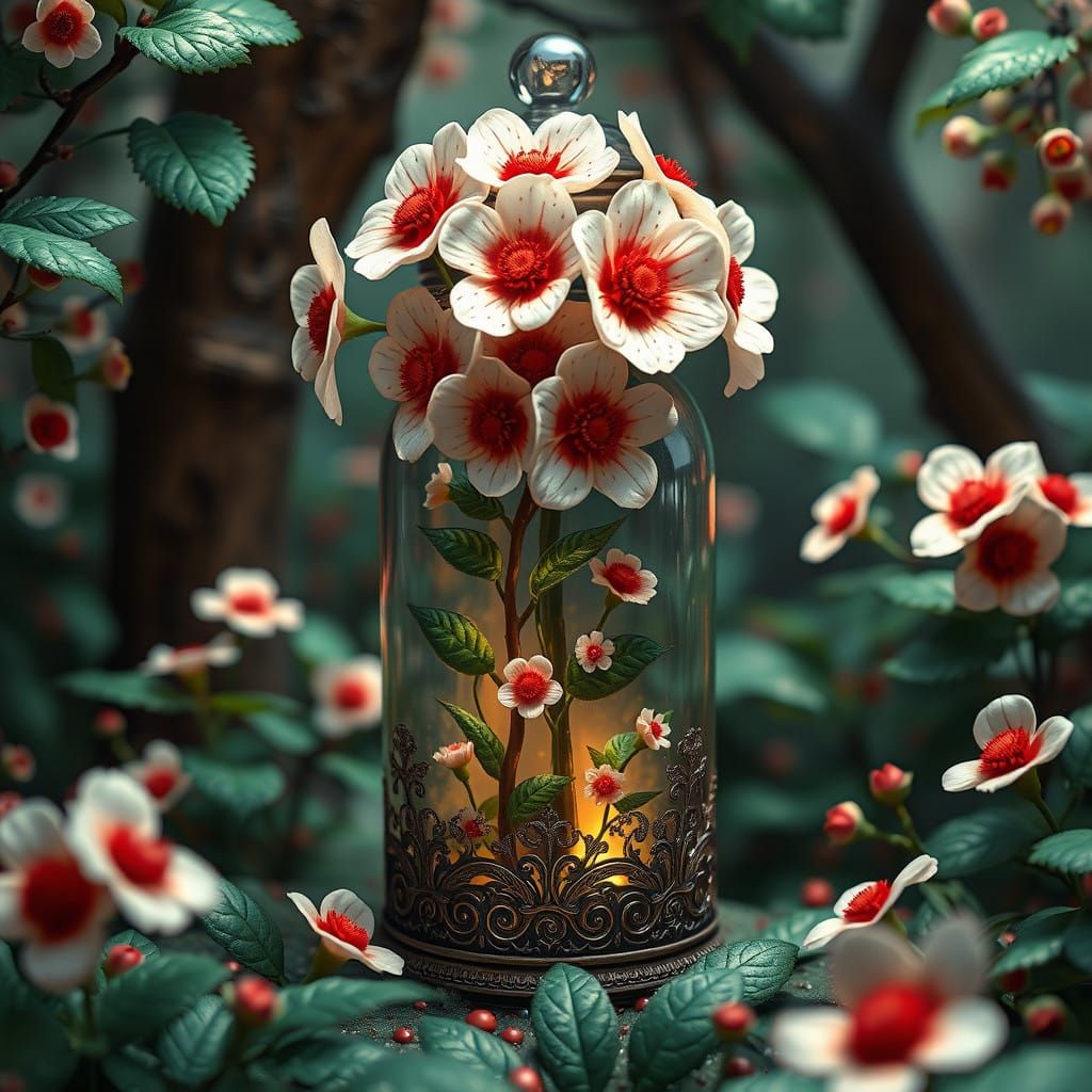 Whimsical Polkadot Wonderland in a Dreamlike Glass Jar
