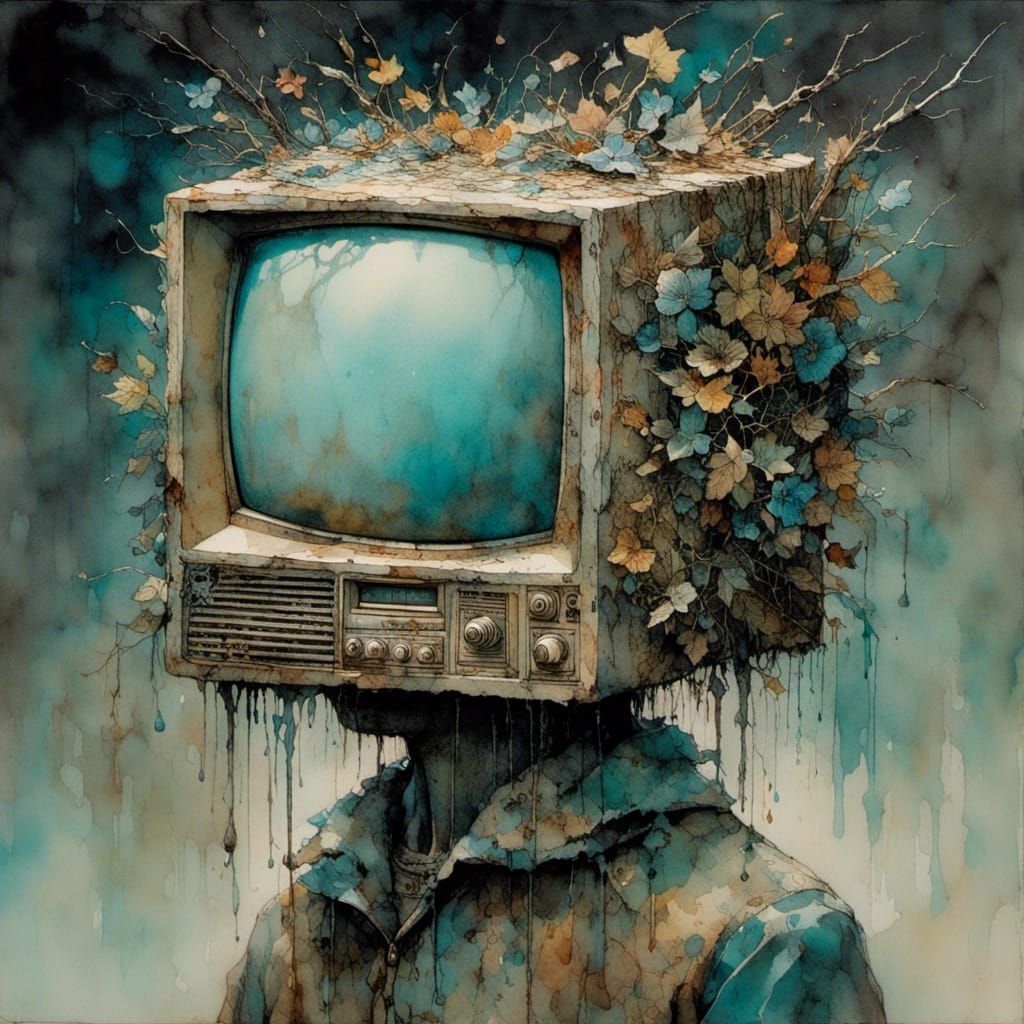 Dripping flowers TV head