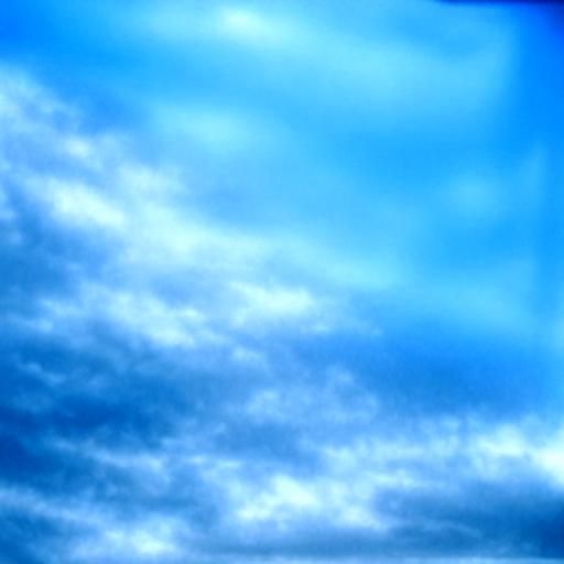 Stairwell to Nowhere with cyan sky on window