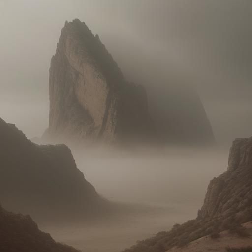Rocky hillside mid duststorm