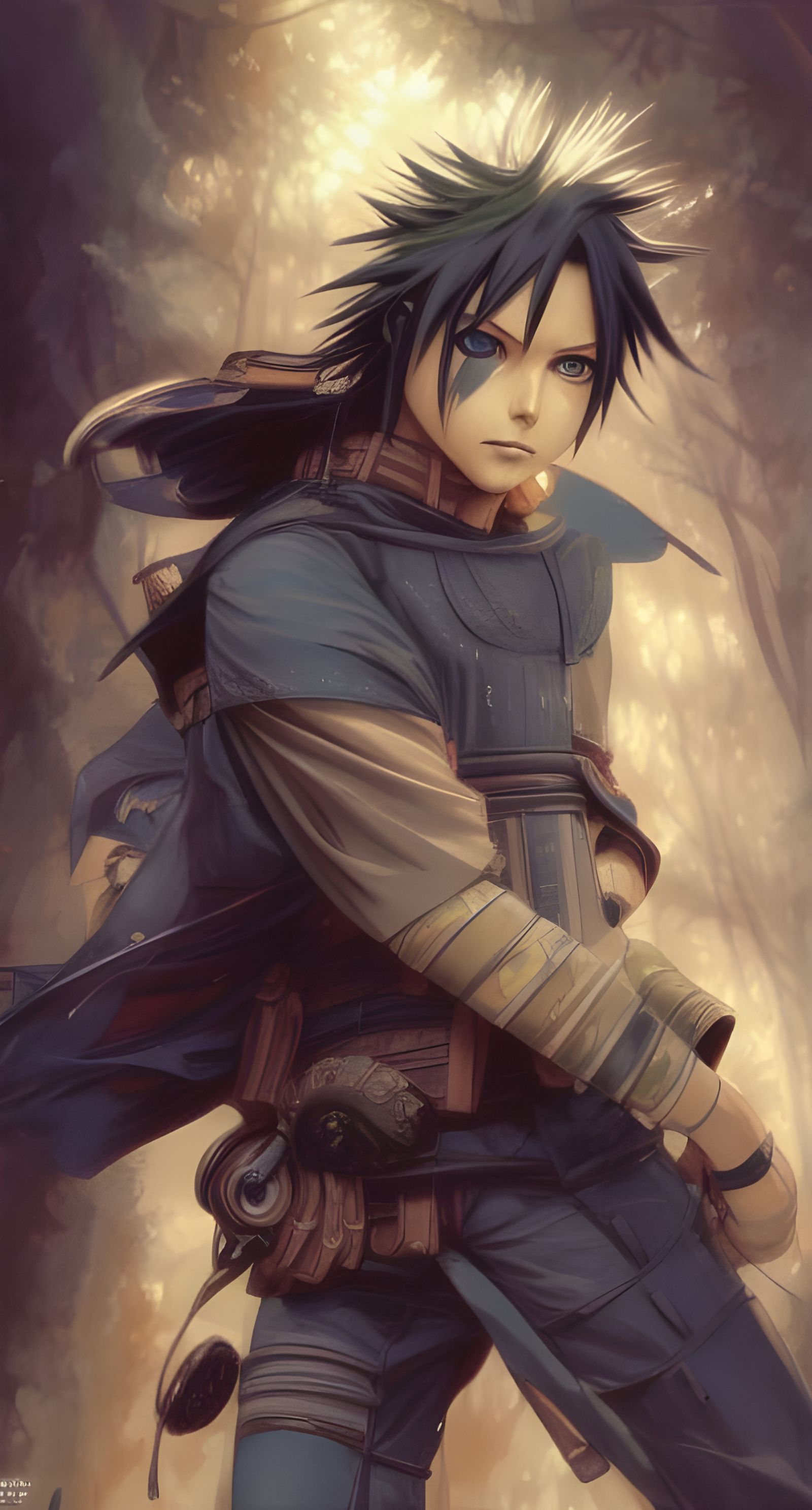 sasuke uchiha anime wallpaper, sasuke uchiha wallpaper, in the style of  cyberpunk dystopia, light blue and dark blue, realistic oil painting -  AI Generated Artwork - NightCafe Creator